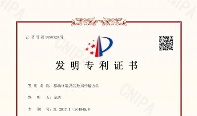 發(fā)明專利證書(shū)移動(dòng)終端及其數(shù)據(jù)傳輸方法